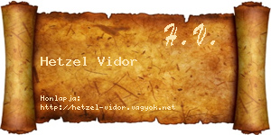 Hetzel Vidor névjegykártya